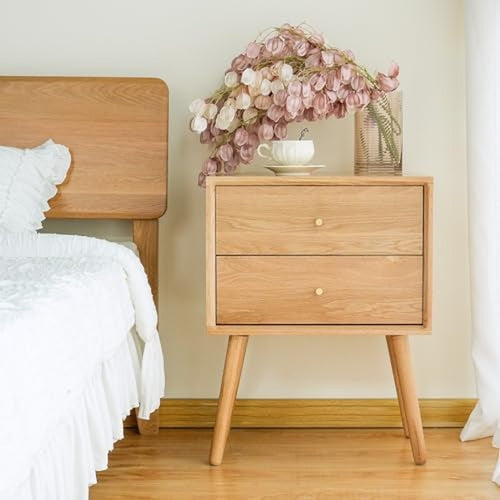 Night Stand, Midcentury Modern Solid Wood Nightsta Mid-Century Modern - side angle