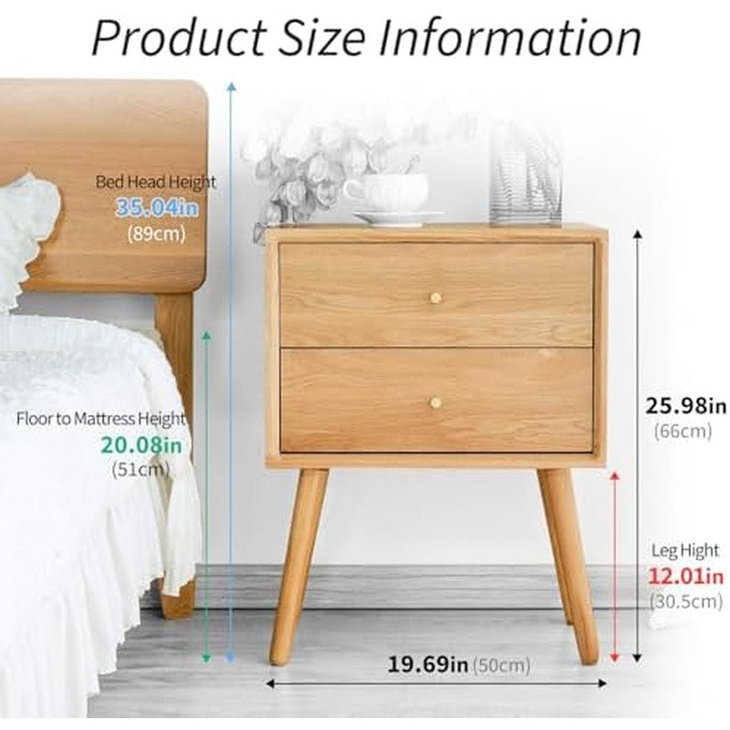 Night Stand, Midcentury Modern Solid Wood Nightsta Mid-Century Modern - in use