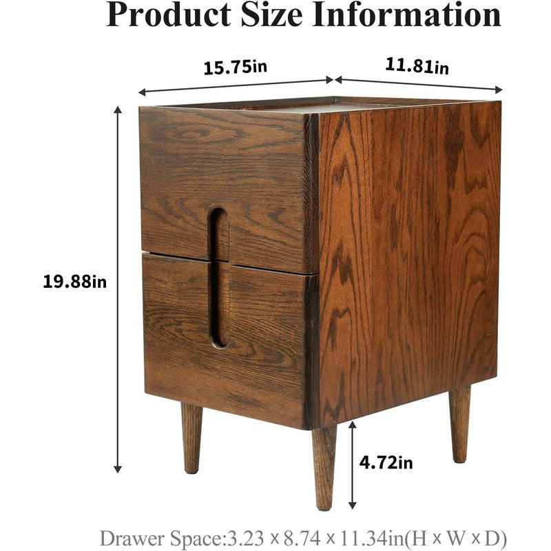 Narrow Nightstand, Mid Century Modern Nightstand,  Walnut - detail close-up