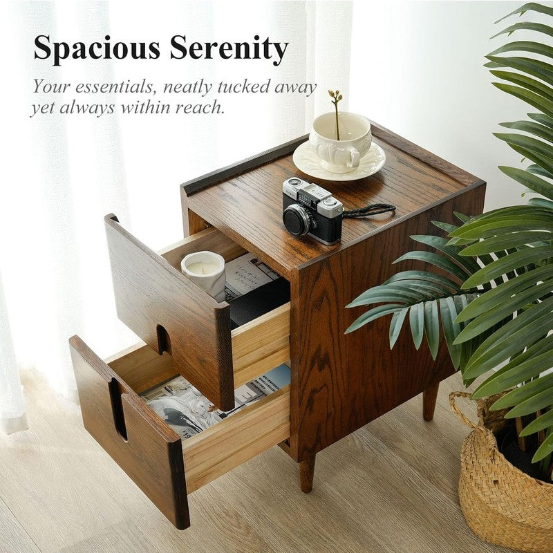 Narrow Nightstand, Mid Century Modern Nightstand,  Walnut - lifestyle look