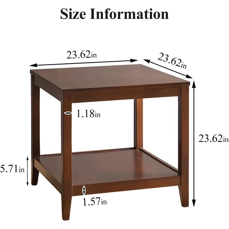 Side Table, Solid Wood Square End Table (Walnut) Walnut - detail close-up
