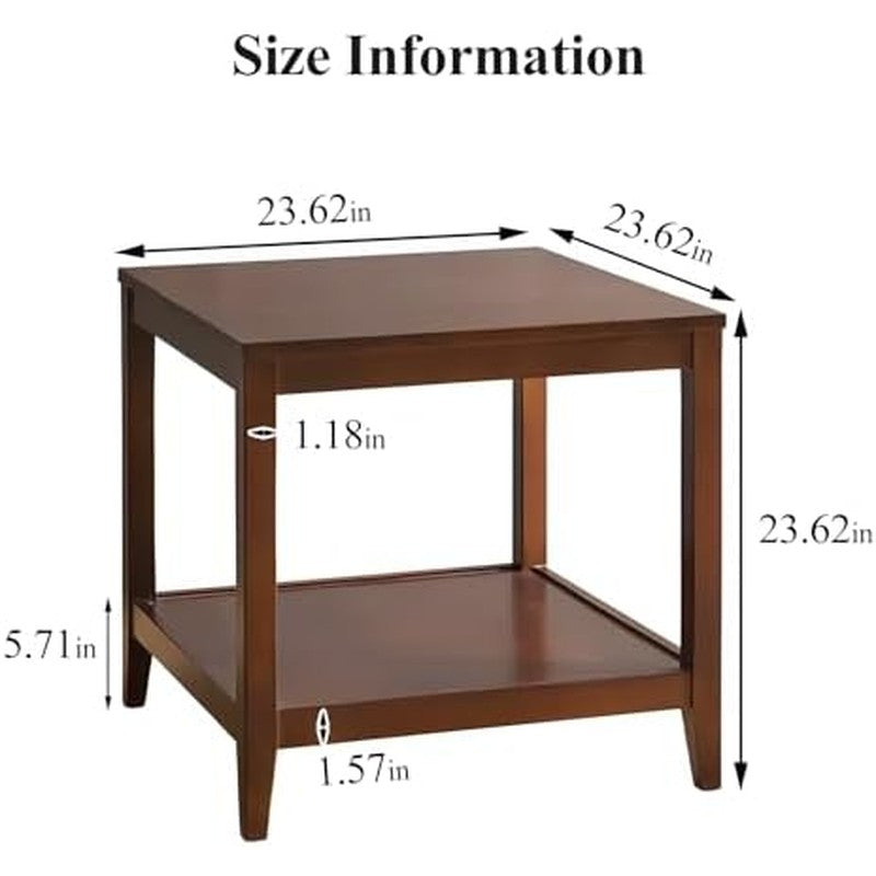Side Table, Solid Wood Square End Table (Walnut) Walnut - in use