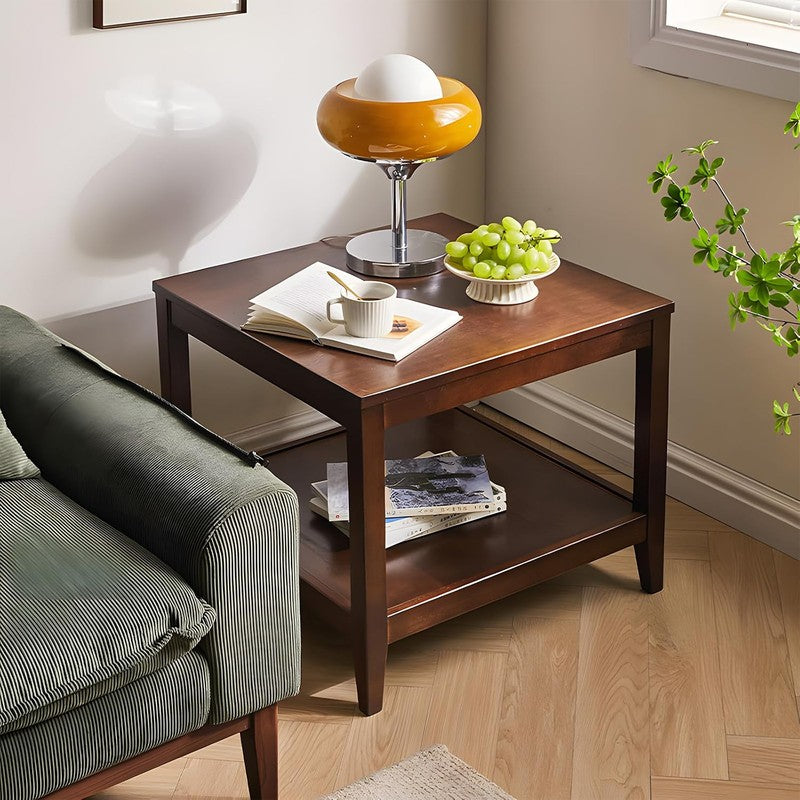 Side Table, Solid Wood Square End Table (Walnut) Walnut - fabric and fit