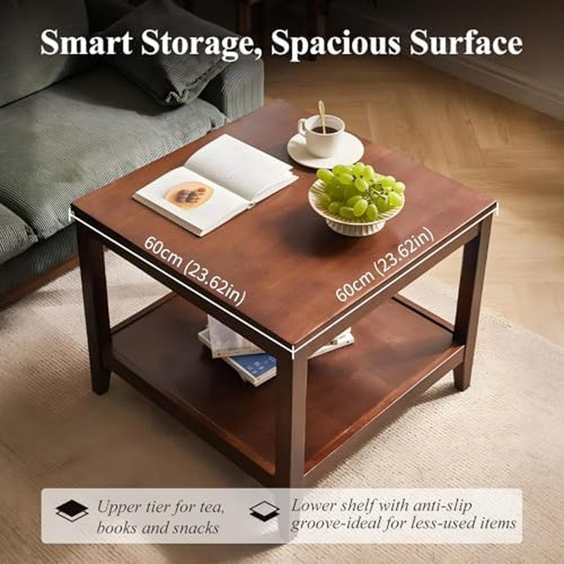 Side Table, Solid Wood Square End Table (Walnut) Walnut - color detail