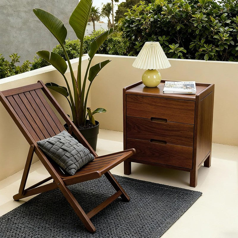 Nightstand, Solid Wood Small End Table w/3 Drawers Walnut - top view