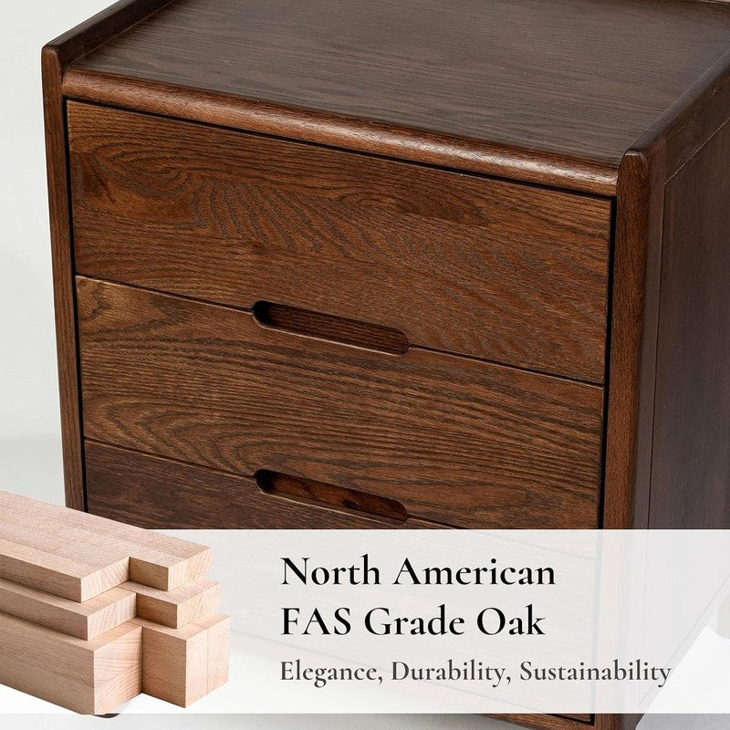 Nightstand, Solid Wood Small End Table w/3 Drawers Walnut - lifestyle look